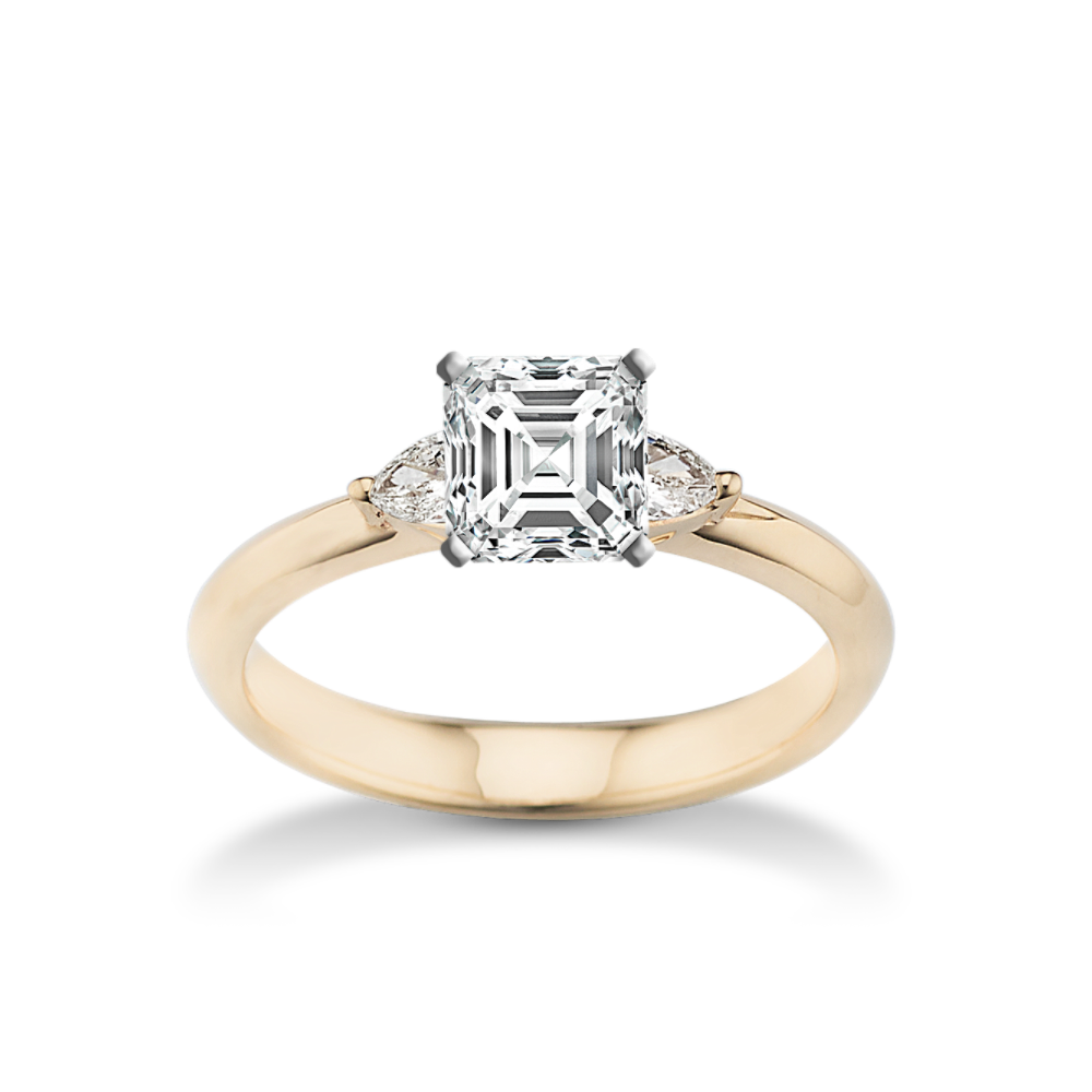 Miriam Three-Stone Natural Diamond Engagement Ring in 14K Yellow Gold