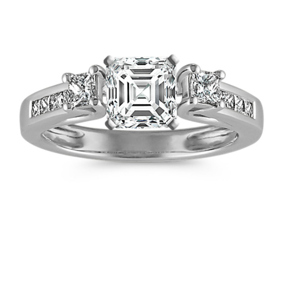 Three-Stone Cathedral Princess Cut Diamond Engagement Ring