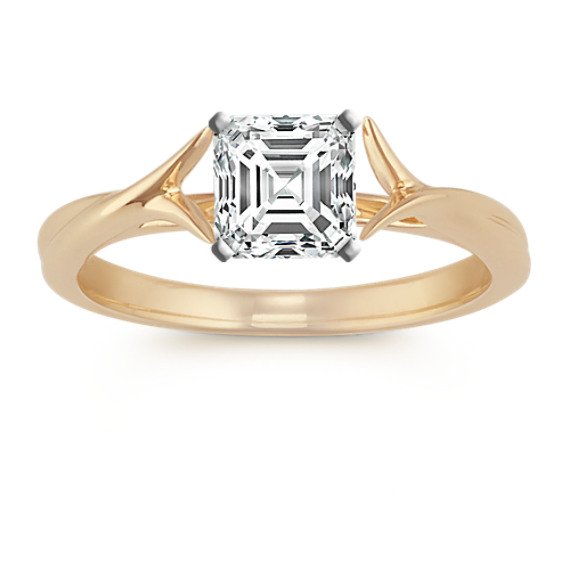 14k Yellow Gold Cathedral Solitaire Ring