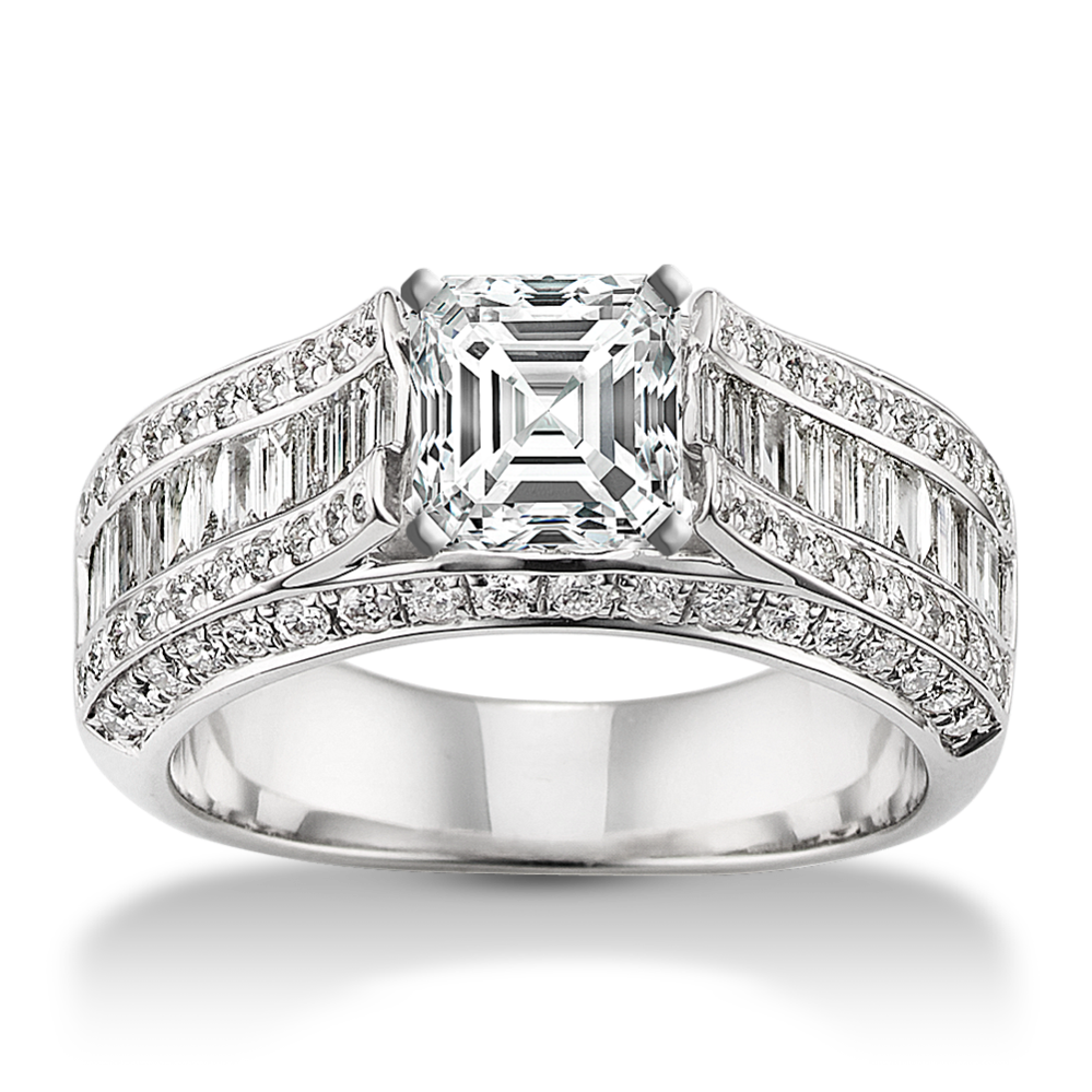Enid Triple Row Engagement Ring in Platinum