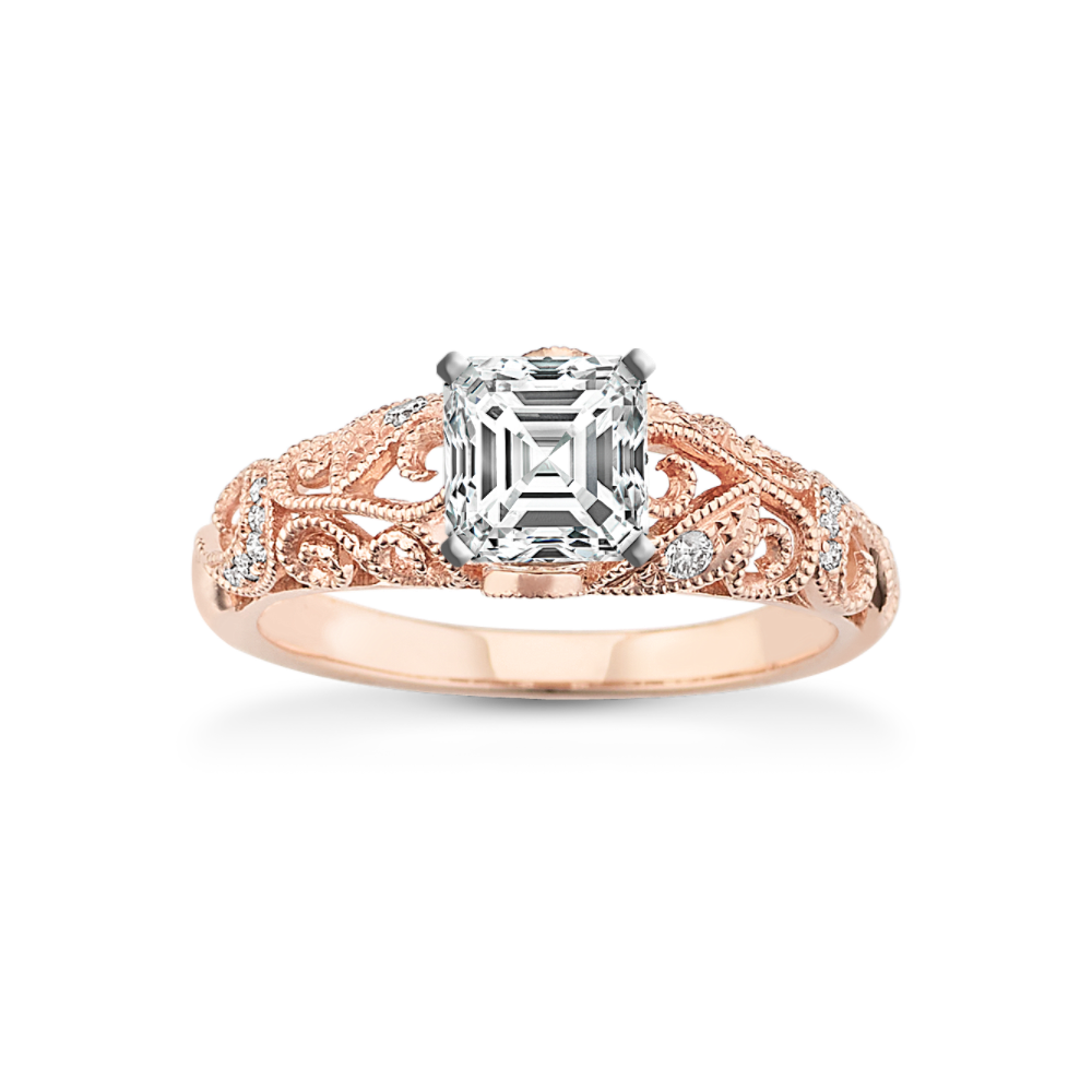 Cosette Natural Diamond Engagement Ring in 14K Rose Gold