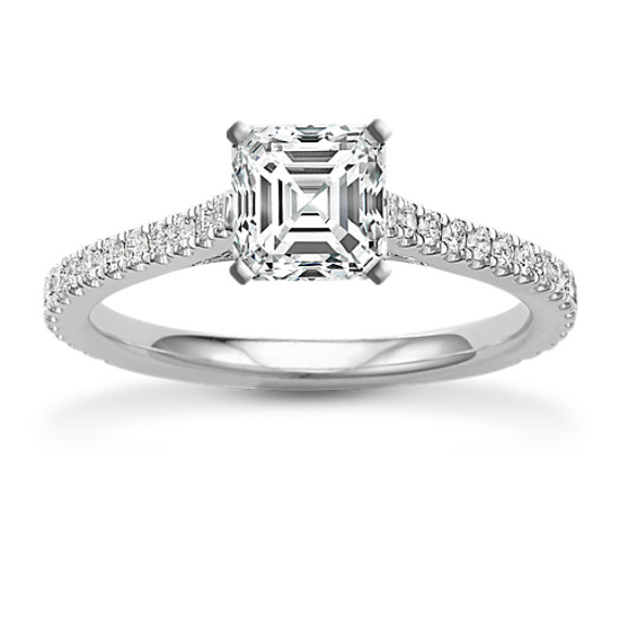 Renia Diamond Cathedral Engagement Ring in Platinum