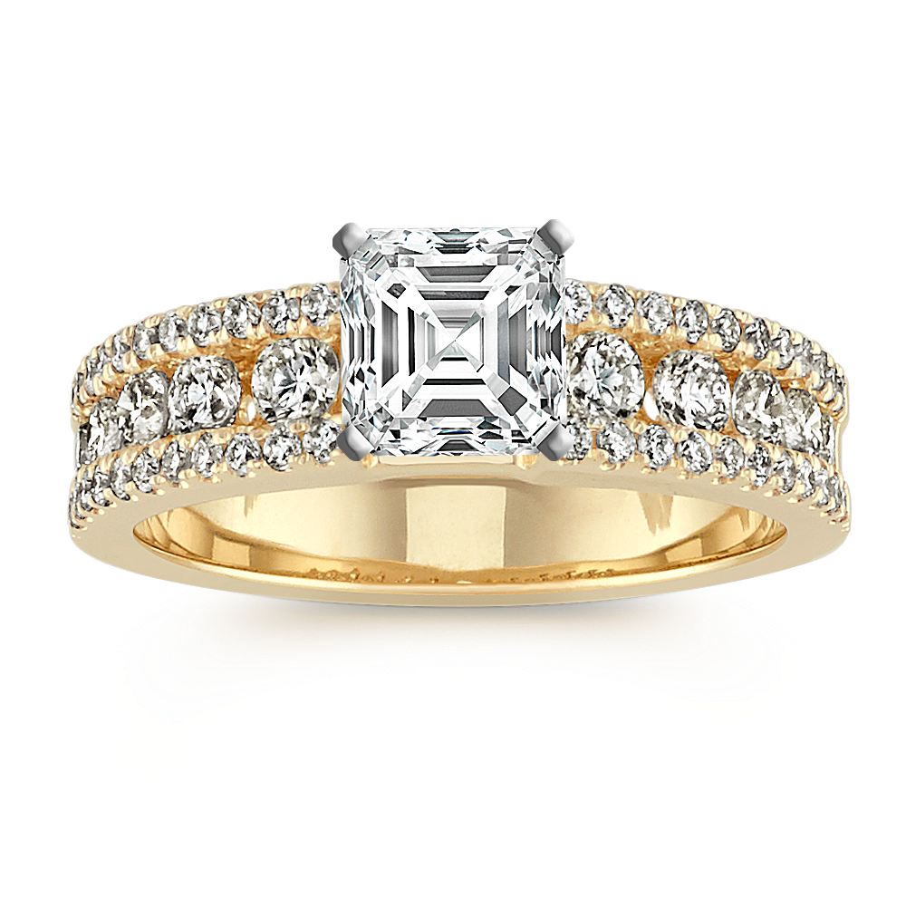 Channel-Set Round Diamond Classic Engagement Ring in 14k Yellow Gold