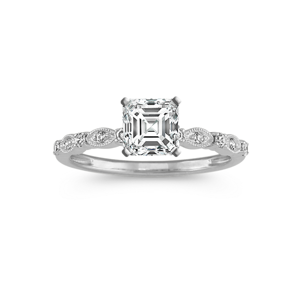 Como Natural Diamond Engagement Ring in 14k White Gold