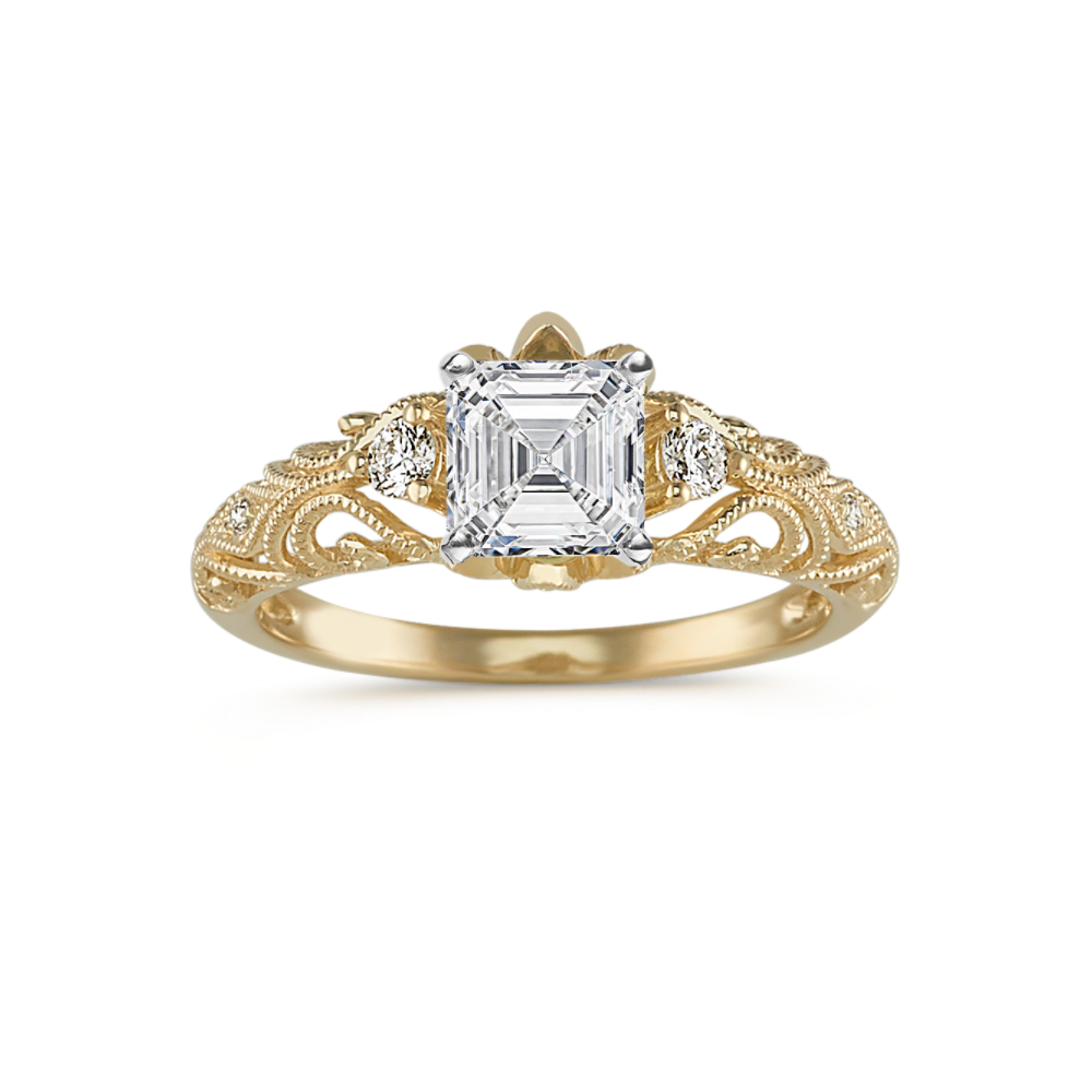 Vintage Diamond Engagement Ring in 14k Yellow Gold Shane Co.