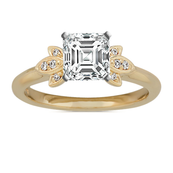 Magnolia Diamond Engagement Ring in 14k Yellow Gold with Asscher Diamond
