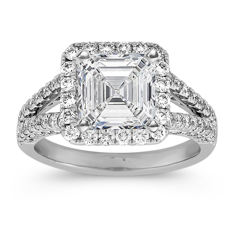 Split Shank Halo Diamond Engagement Ring