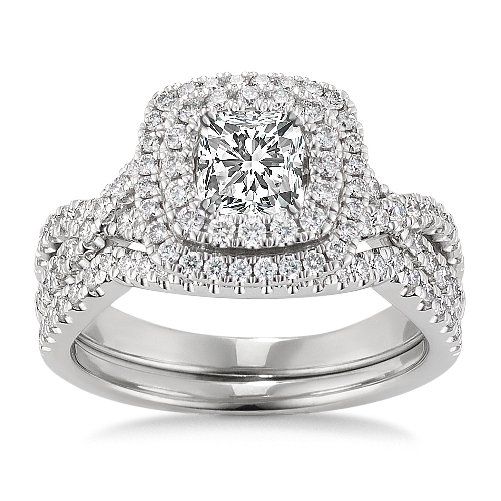 Square Double Halo Infinity Diamond Wedding Set Shane Co