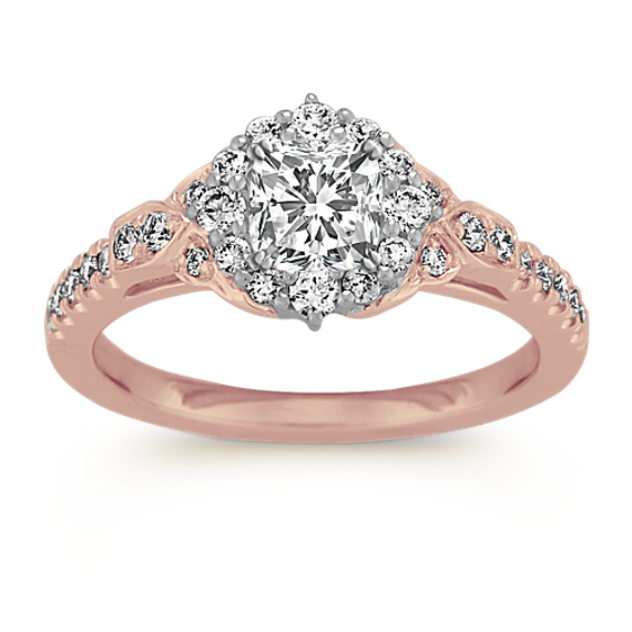 Diamond Halo Engagement Ring in 14k Rose Gold
