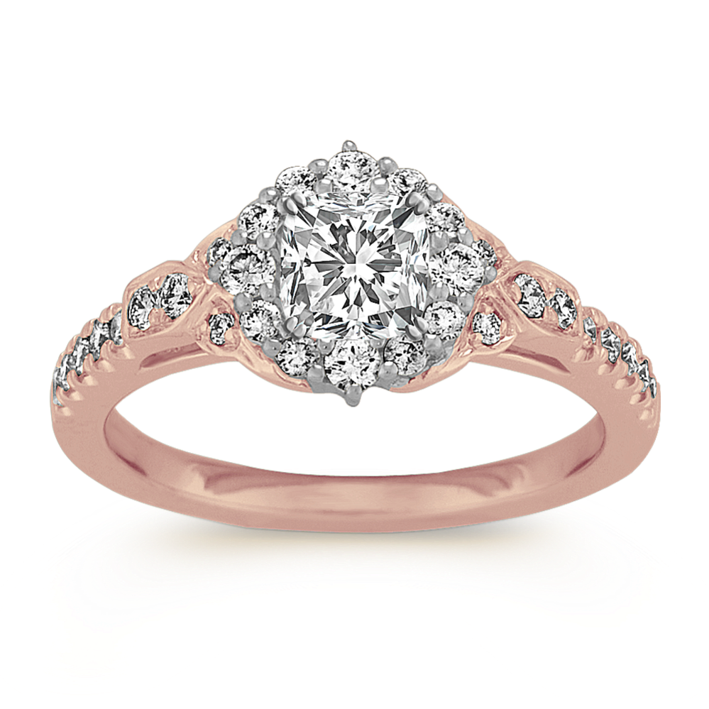 Diamond Halo Engagement Ring in 14k Rose Gold