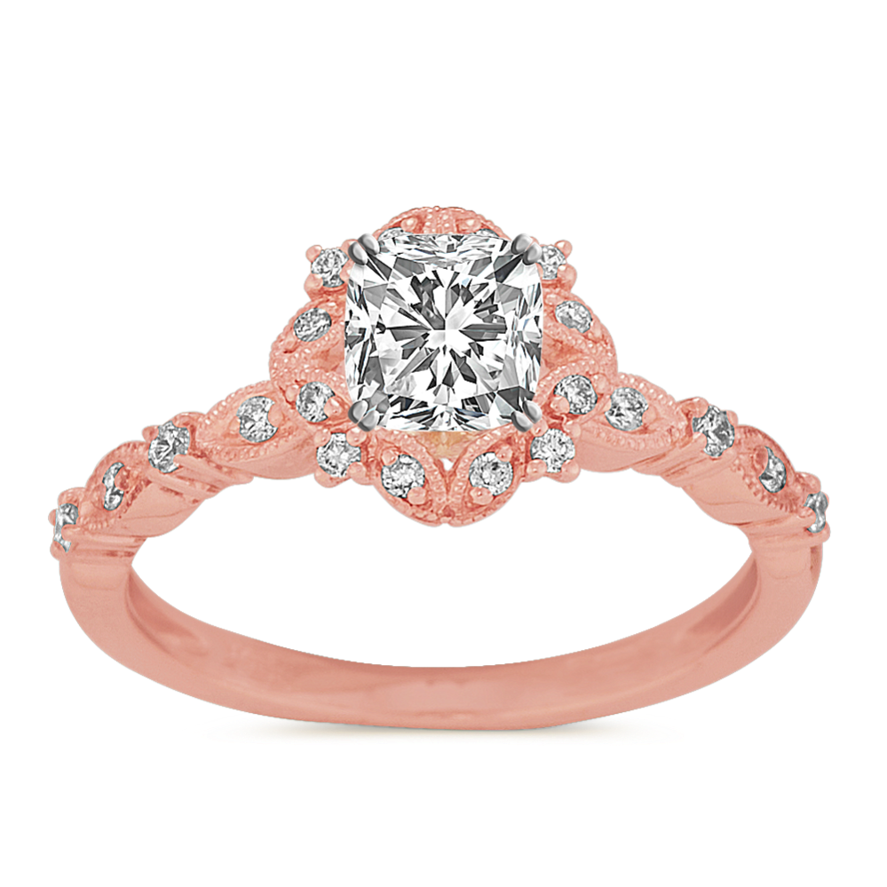 0.55 ct. Natural Diamond Engagement Ring in Rose Gold
