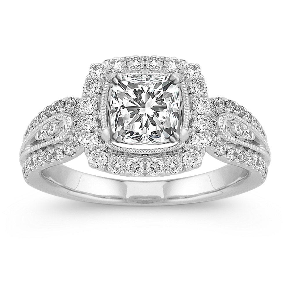 Halo Diamond Platinum Engagement Ring