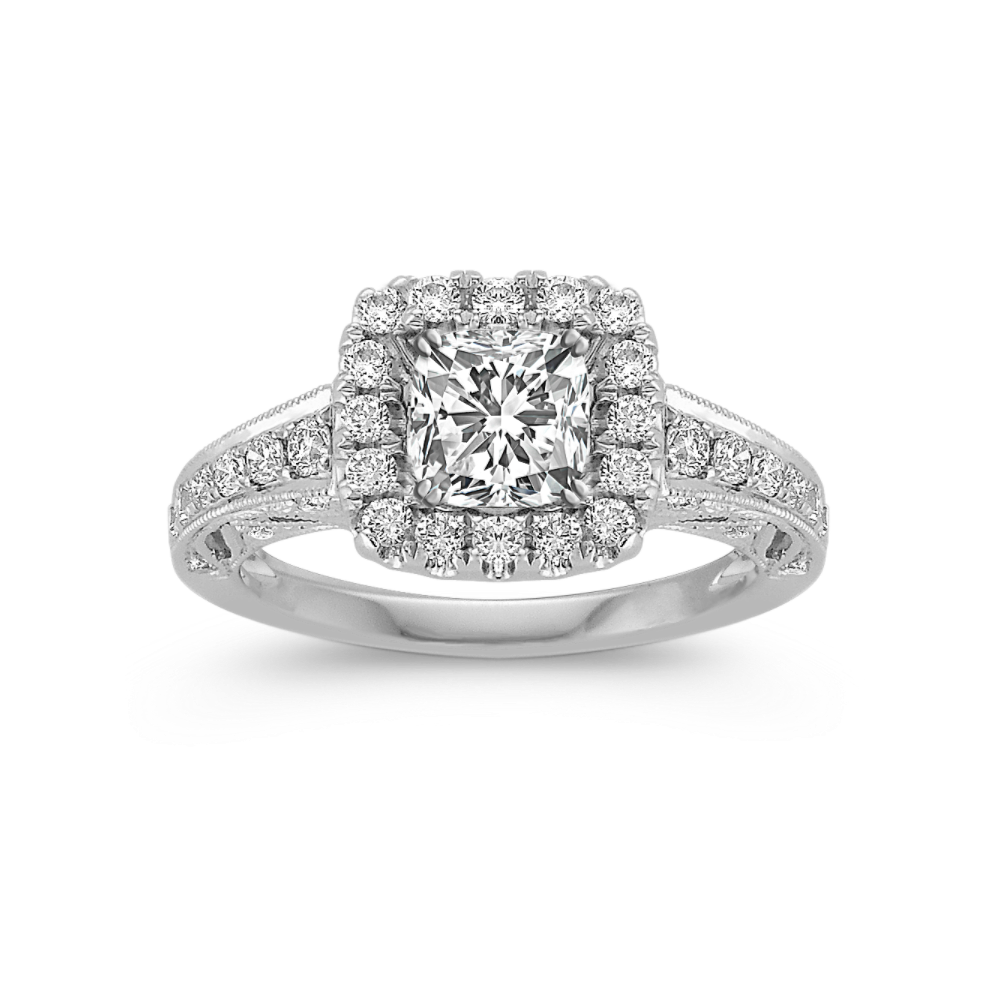 Mira Halo Vintage Diamond Engagement Ring