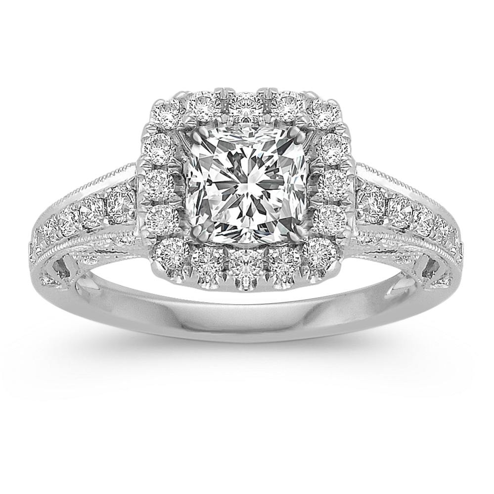 Mira Halo Vintage Diamond Engagement Ring