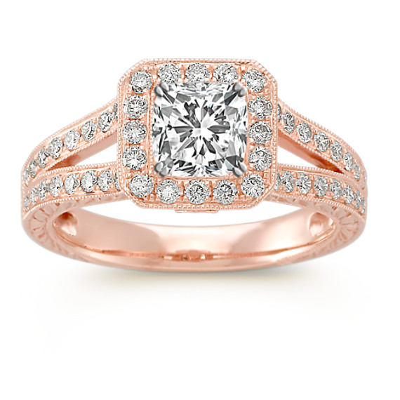 Everly Vintage Halo Diamond Engagement Ring 