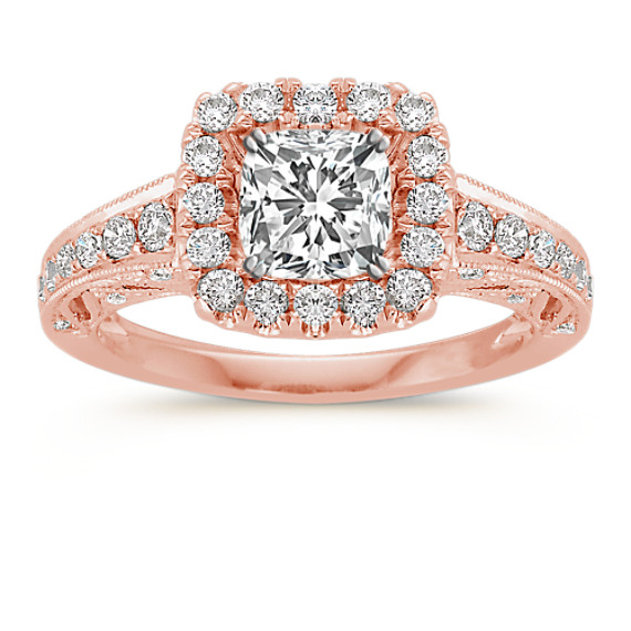 Halo Diamond Rose Gold Engagement Ring