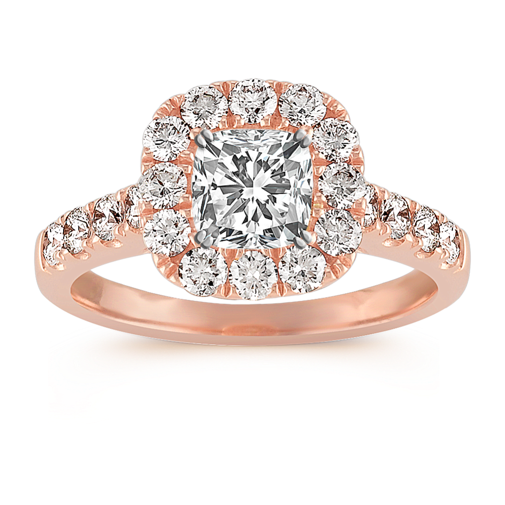 Brava Halo Engagement Ring for 0.75 ct Cushion