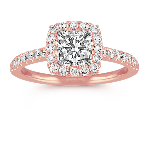 Delia Halo Engagement Ring in 14k Rose Gold
