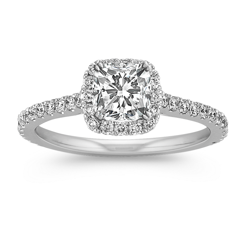 Ella Halo Engagement Ring for 0.75 ct Cushion