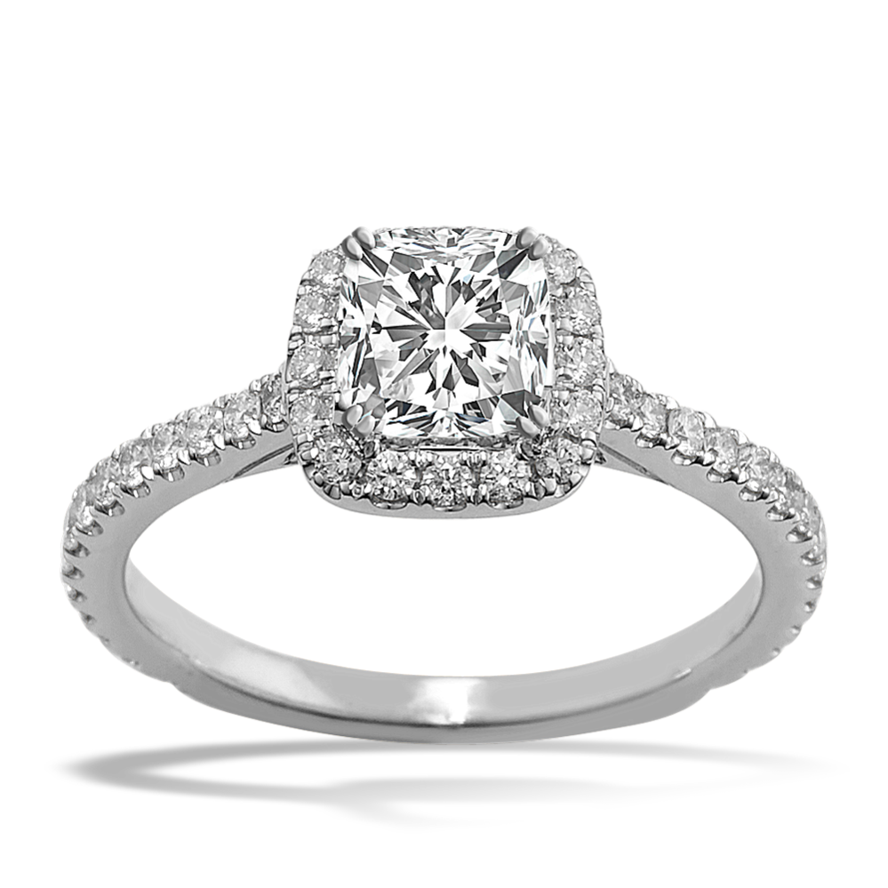 Ella Halo Engagement Ring for 0.75 ct Cushion