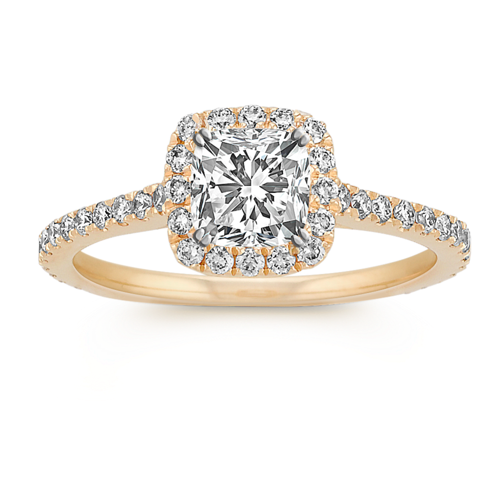 Ella Halo Engagement Ring for 0.75 ct Cushion