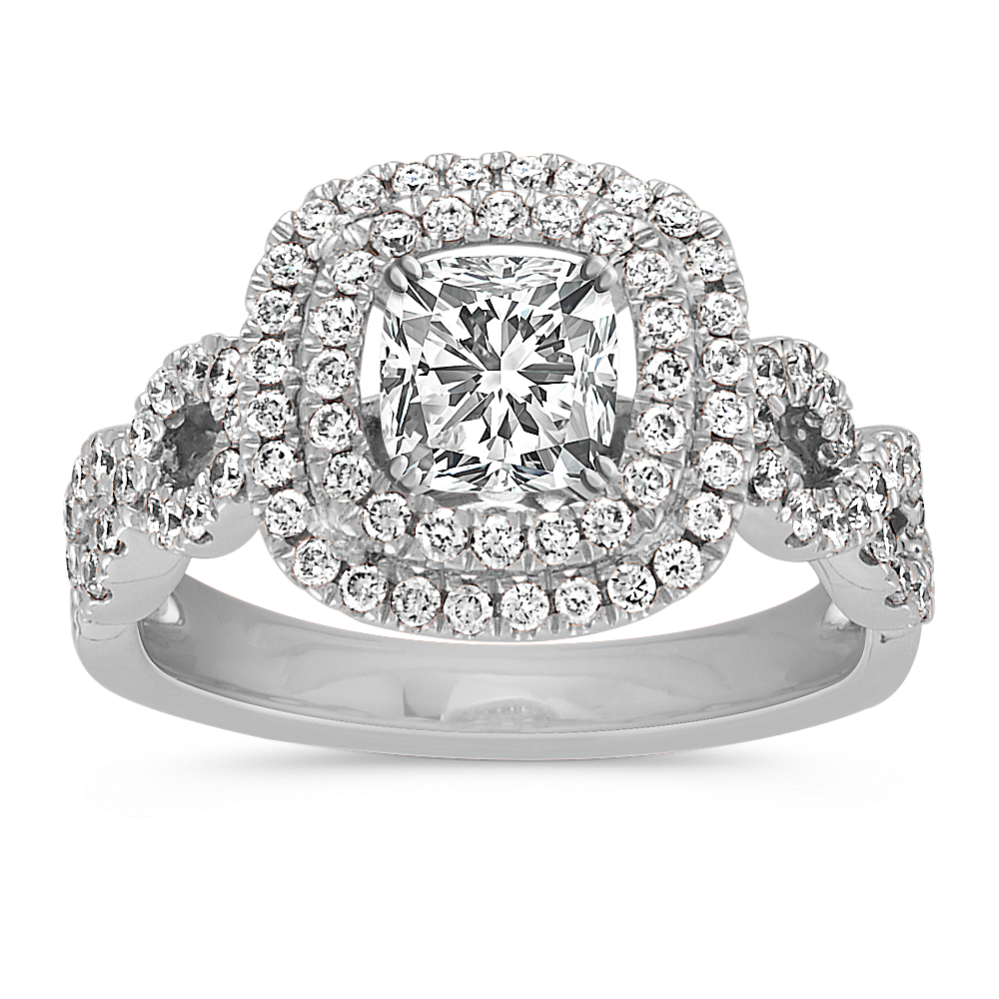 Double halo infinity engagement ring shop
