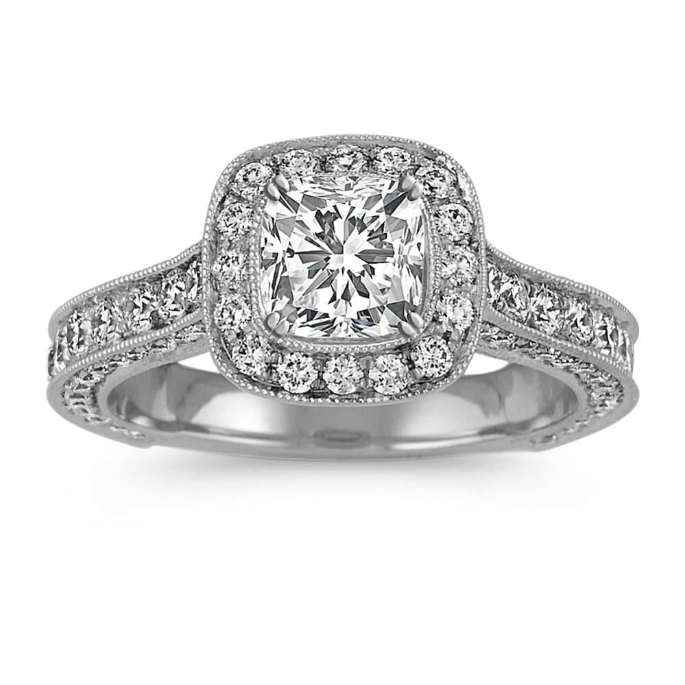 Novara Halo Engagement Ring in Platinum