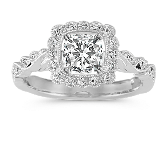 Chantilly Vintage Cushion Halo Engagement Ring