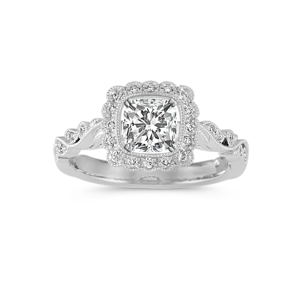 Chantilly Vintage Cushion Halo Engagement Ring