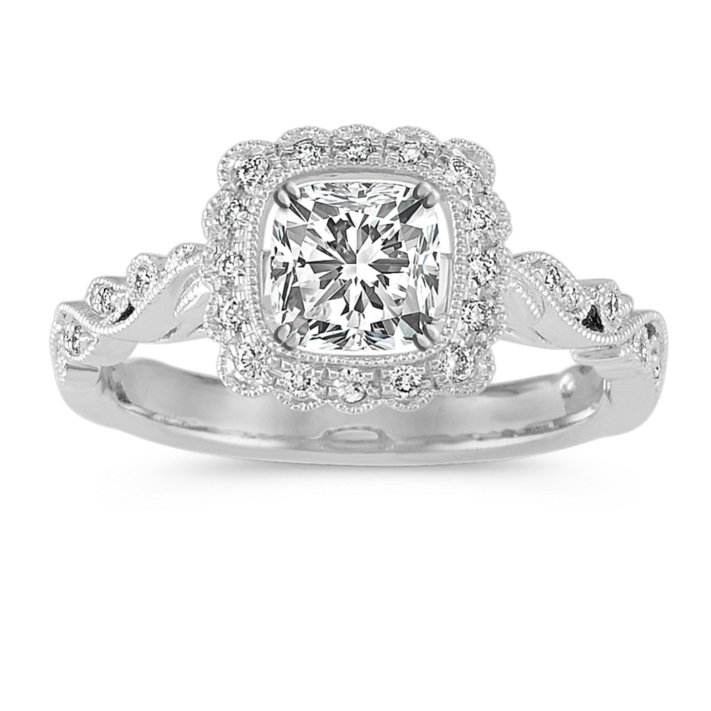 Chantilly Halo Engagement Ring (Cushion)