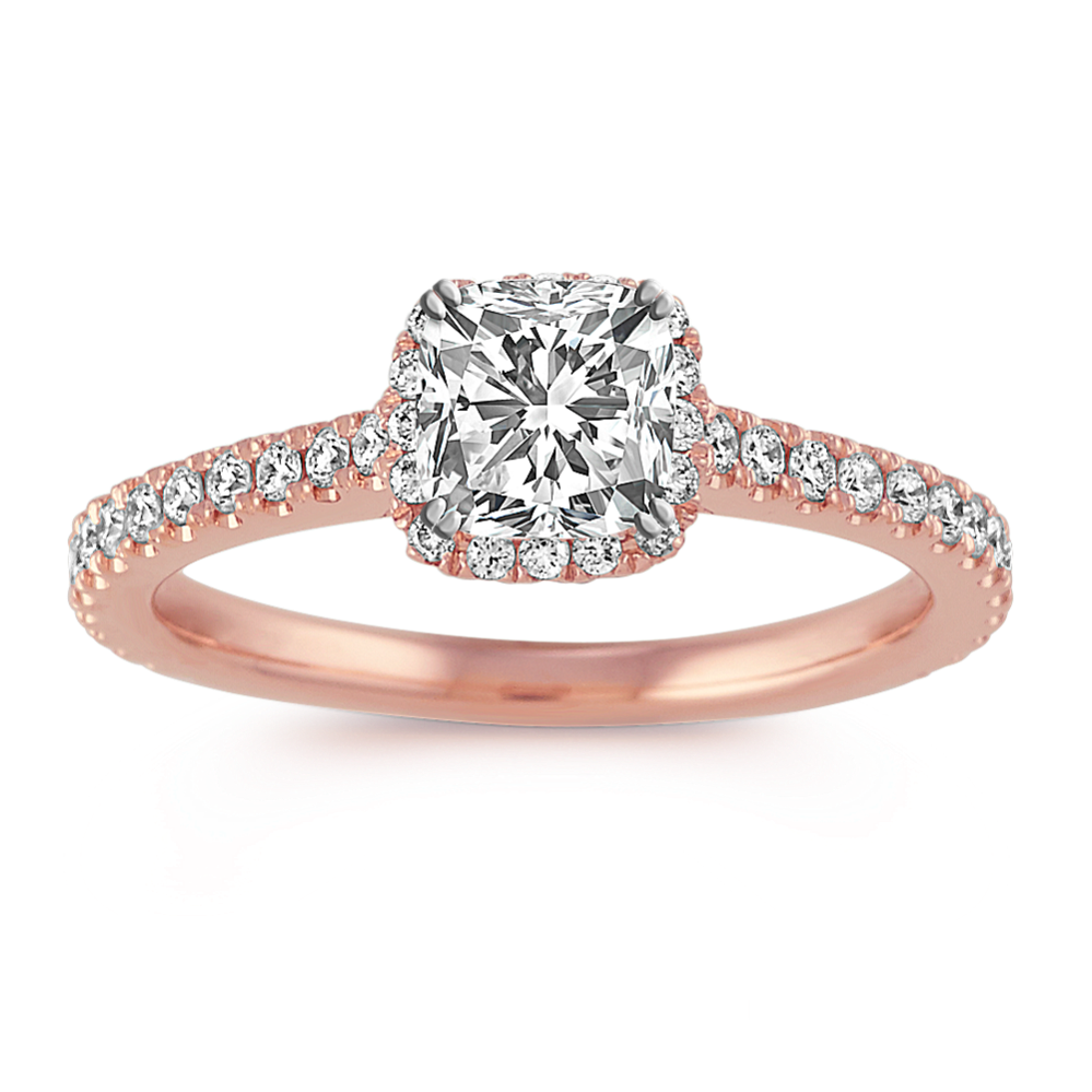 Ella Halo Engagement Ring for 0.65 ct Cushion