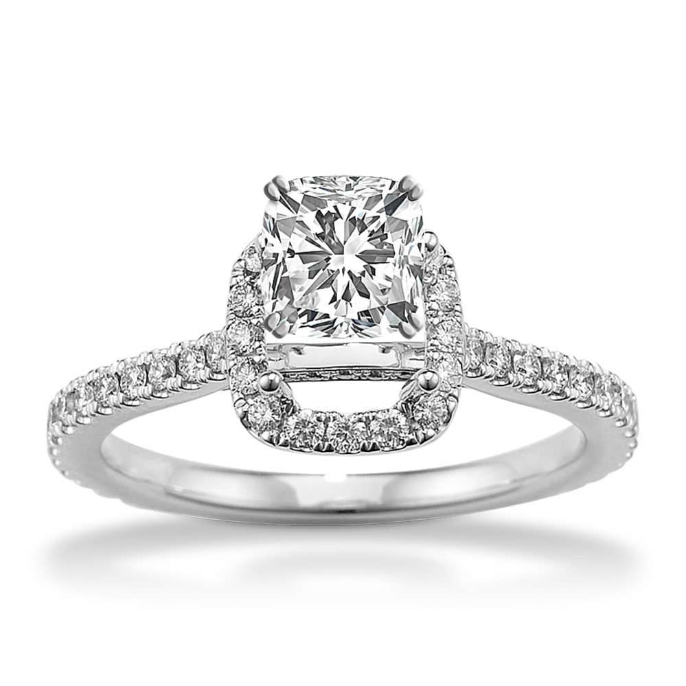 Ella Halo Engagement Ring for 0.75 ct Cushion