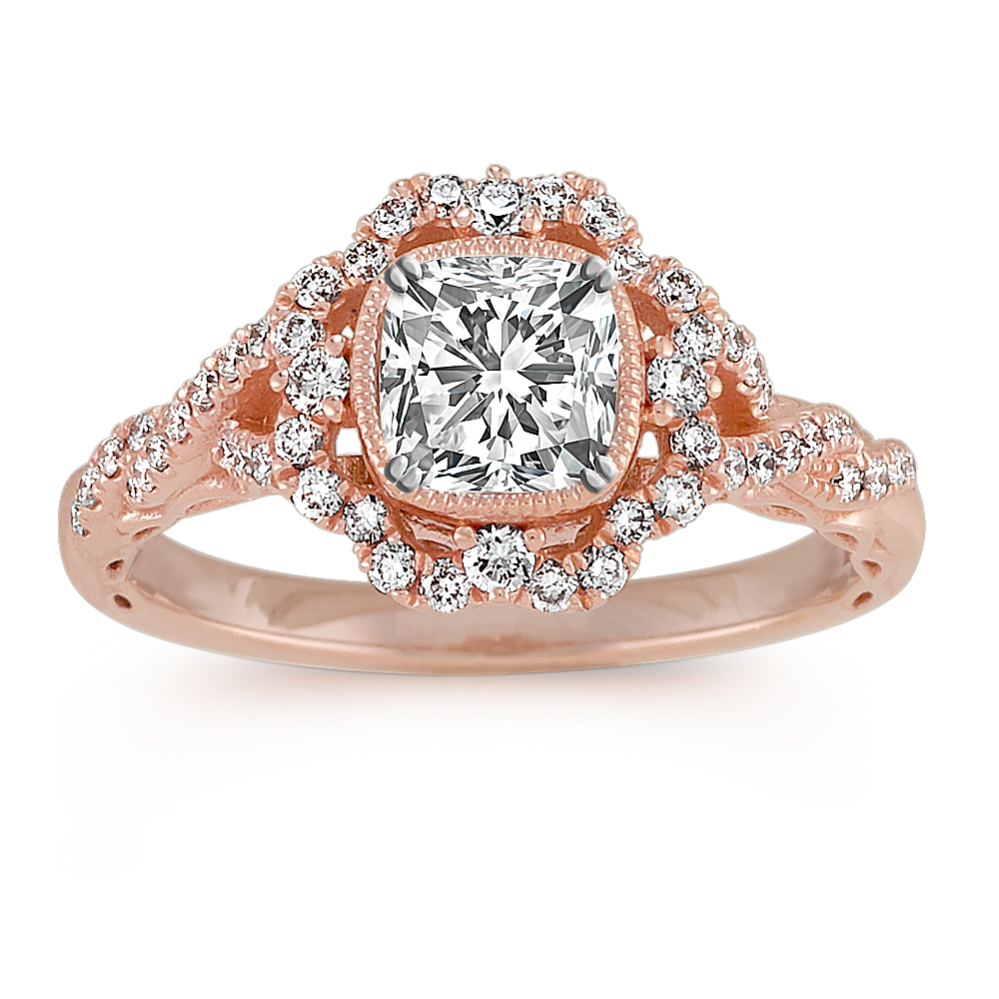 0.7 ct. Natural Diamond Engagement Ring in Rose Gold