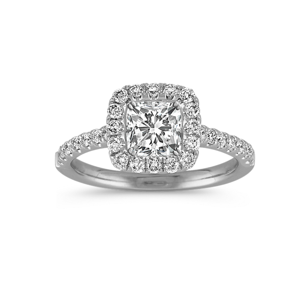 Classic Halo Natural Diamond Engagement Ring in Platinum