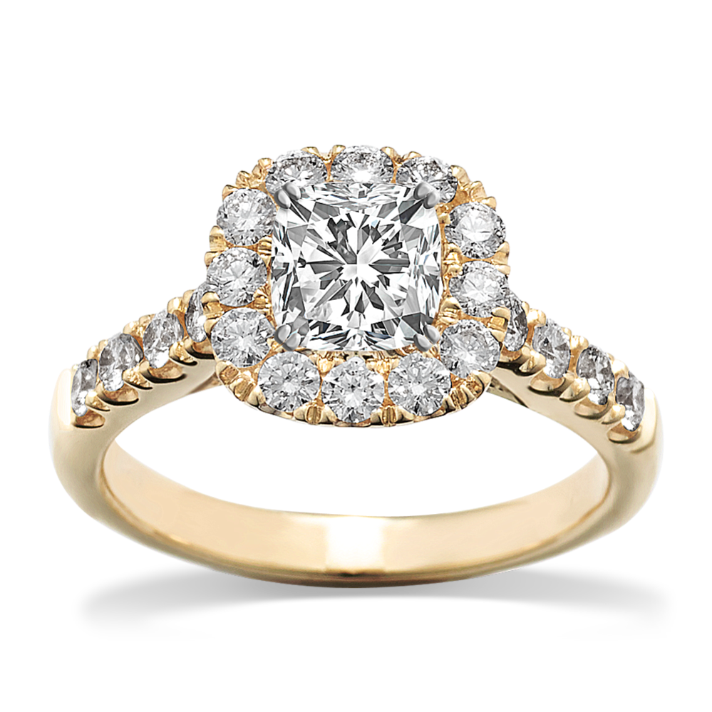 Brava Halo Engagement Ring for 0.75 ct Cushion