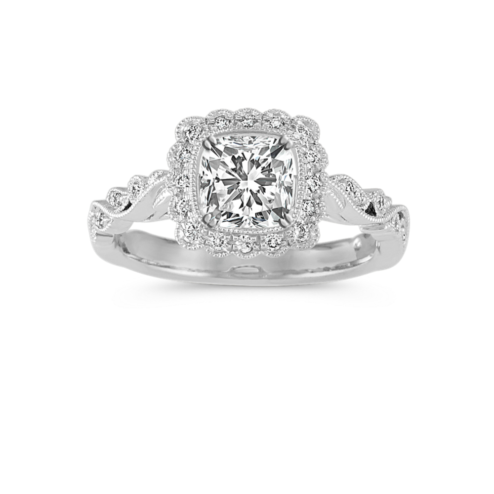 0.8 ct. Natural Diamond Engagement Ring in White Gold