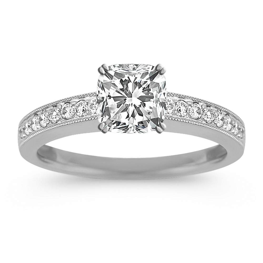 Round Diamond with Milgrain Engagement Ring