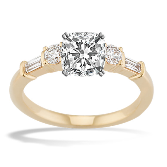 Verona Baguette and Round Diamond Engagement Ring