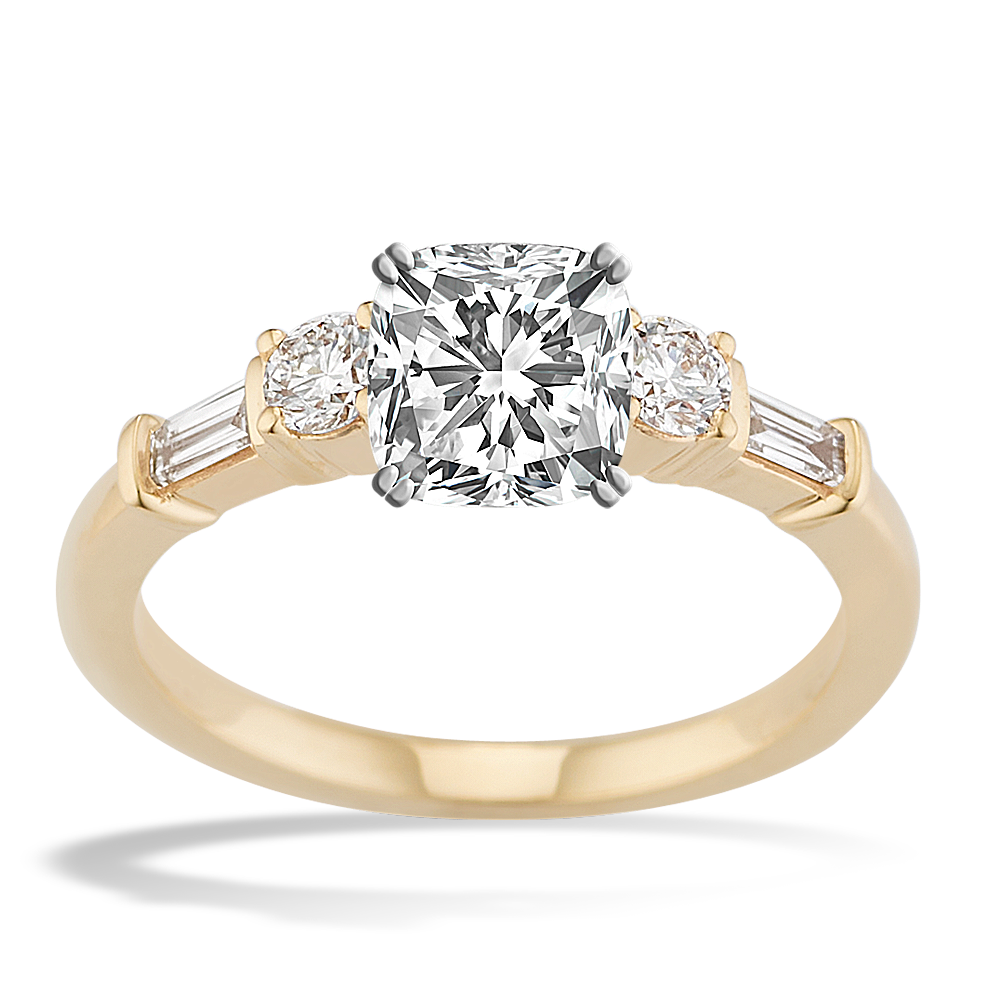 Verona Baguette and Round Diamond Engagement Ring