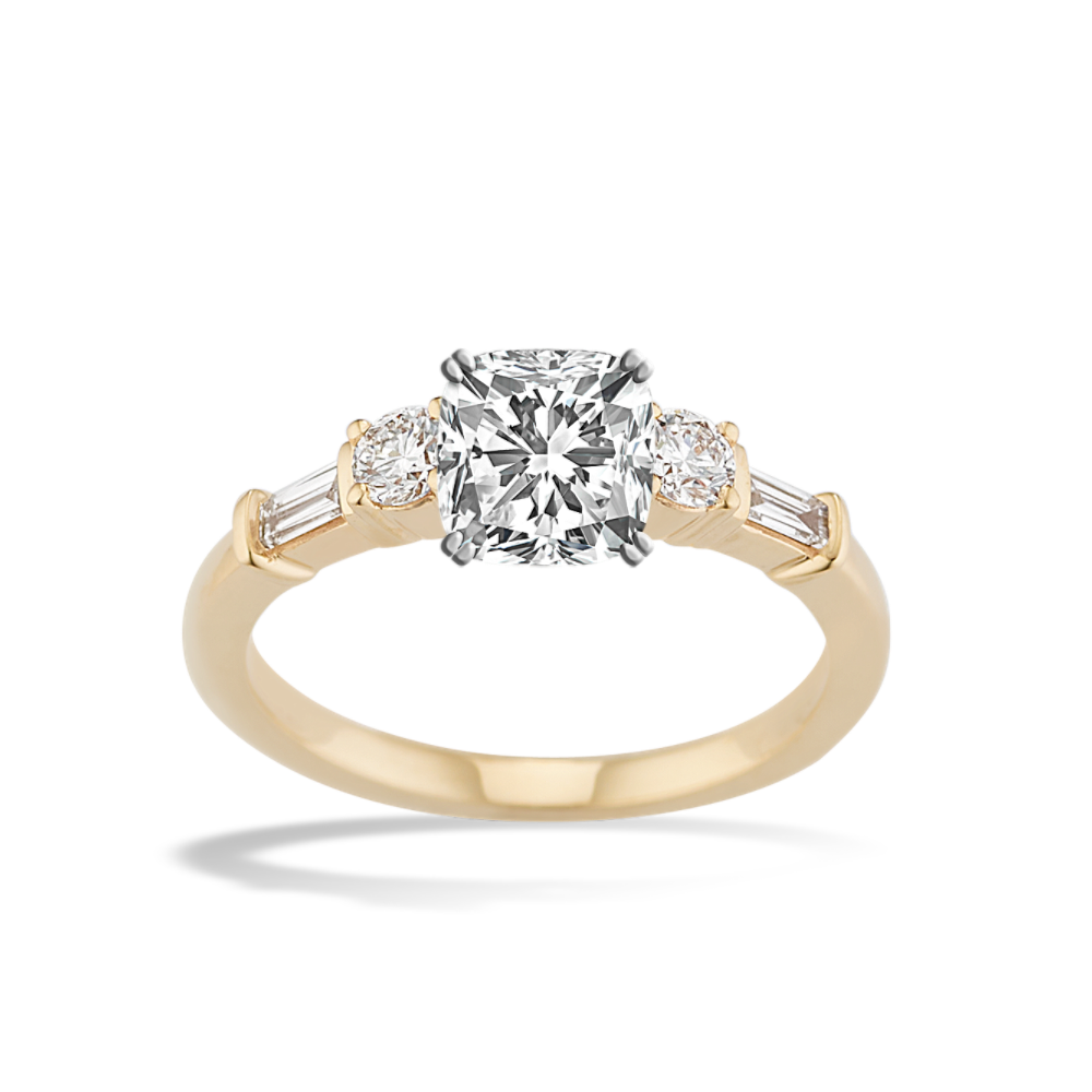 Verona Baguette and Round Natural Diamond Engagement Ring