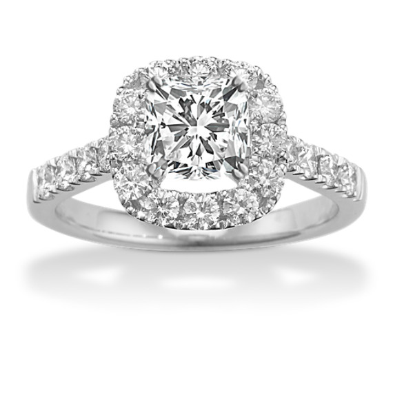 Cushion Halo Diamond Engagement Ring with Cushion Cut Diamond
