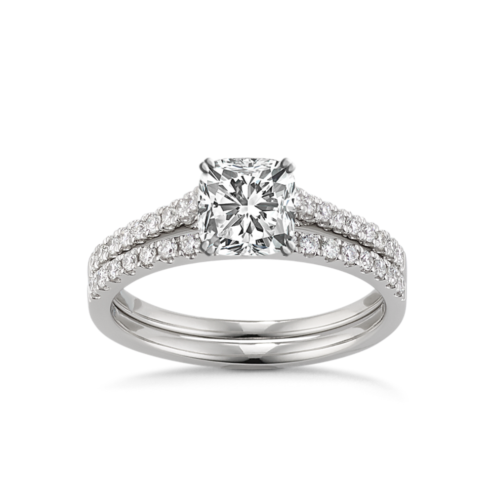 Cathedral Natural Diamond Platinum Wedding Set