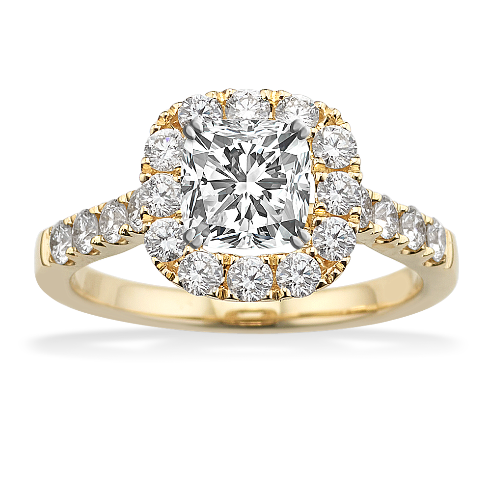 Sandrine Halo Diamond Engagement Ring in 14K Yellow Gold