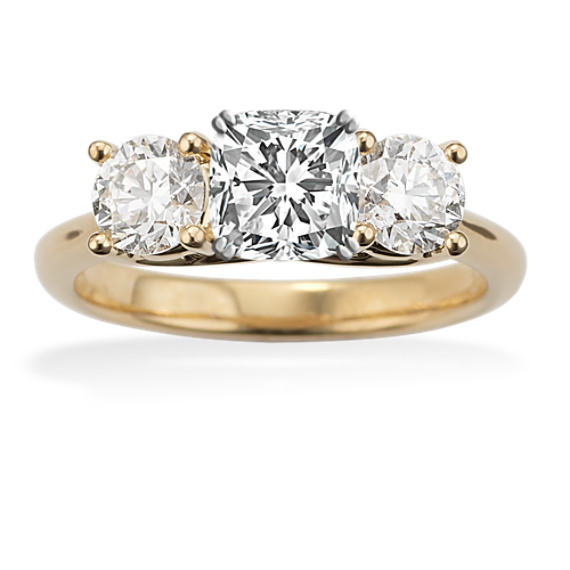 Three-Stone Diamond Engagement Ring in 14k Yellow Gold