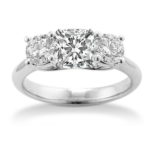Three-Stone Diamond Engagement Ring in Platinum