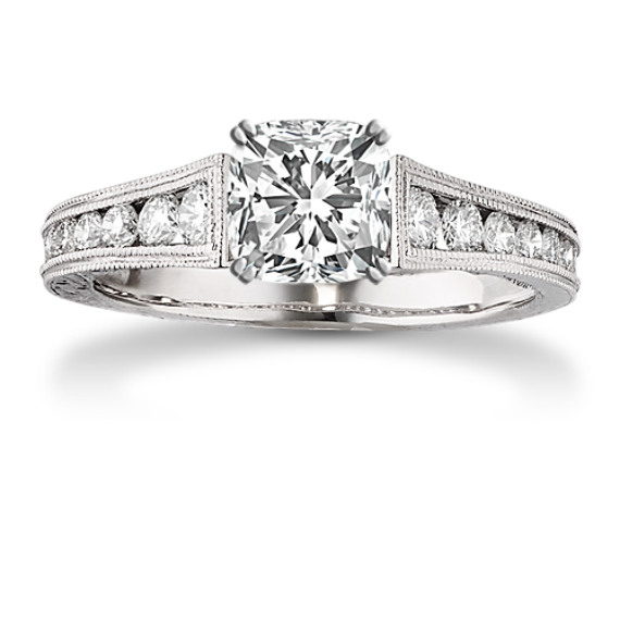 Nellie Cathedral Vintage Round Diamond Engagement Ring