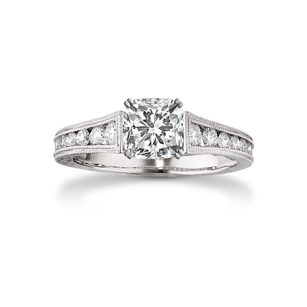 Nellie Cathedral Vintage Round Natural Diamond Engagement Ring