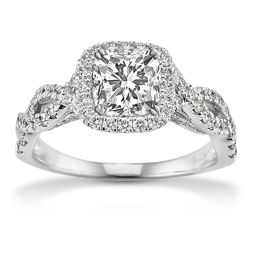 Infinity Halo Diamond Engagement Ring In 14k White Gold Shane Co