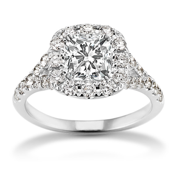 Rio Round Diamond Halo Split Shank Engagement Ring
