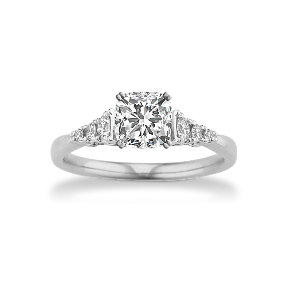Classic Cathedral Round Natural Diamond Engagement Ring